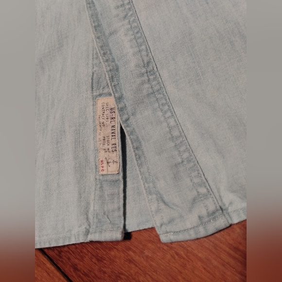 POLO Ralph Lauren Naval Rescue Denim Chambray Light Short Sleeve Button up shirt - Picture 8 of 16